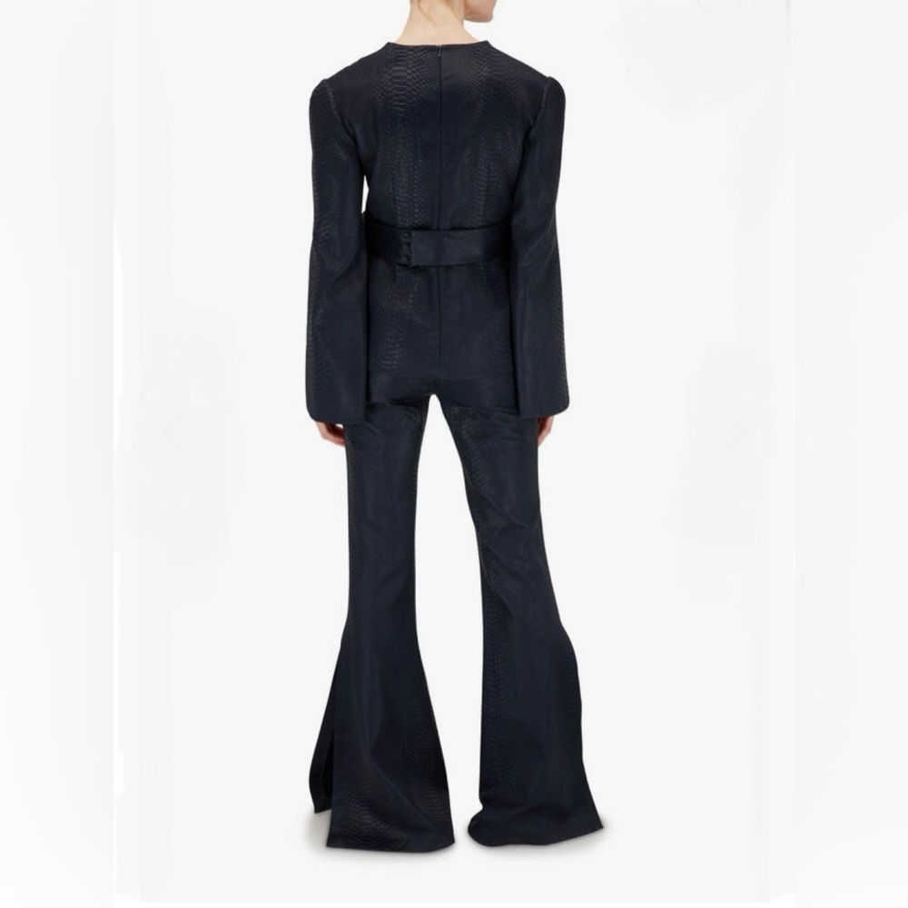 SAFIYAA Navy Embossed Python Side Zip Pant - Picture 2 of 11